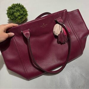 Kate Spade Palmer Drive Malika Tote Bag Purse‎ Pink Purple Leather Fringe Tassel